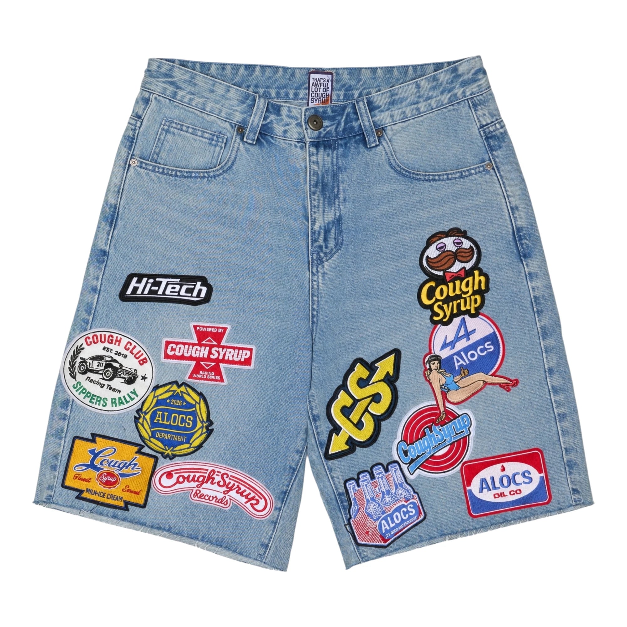 ALOCS Patch Denim Shorts - Blue — front
