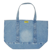 Patchwork Denim Tote — blue, back