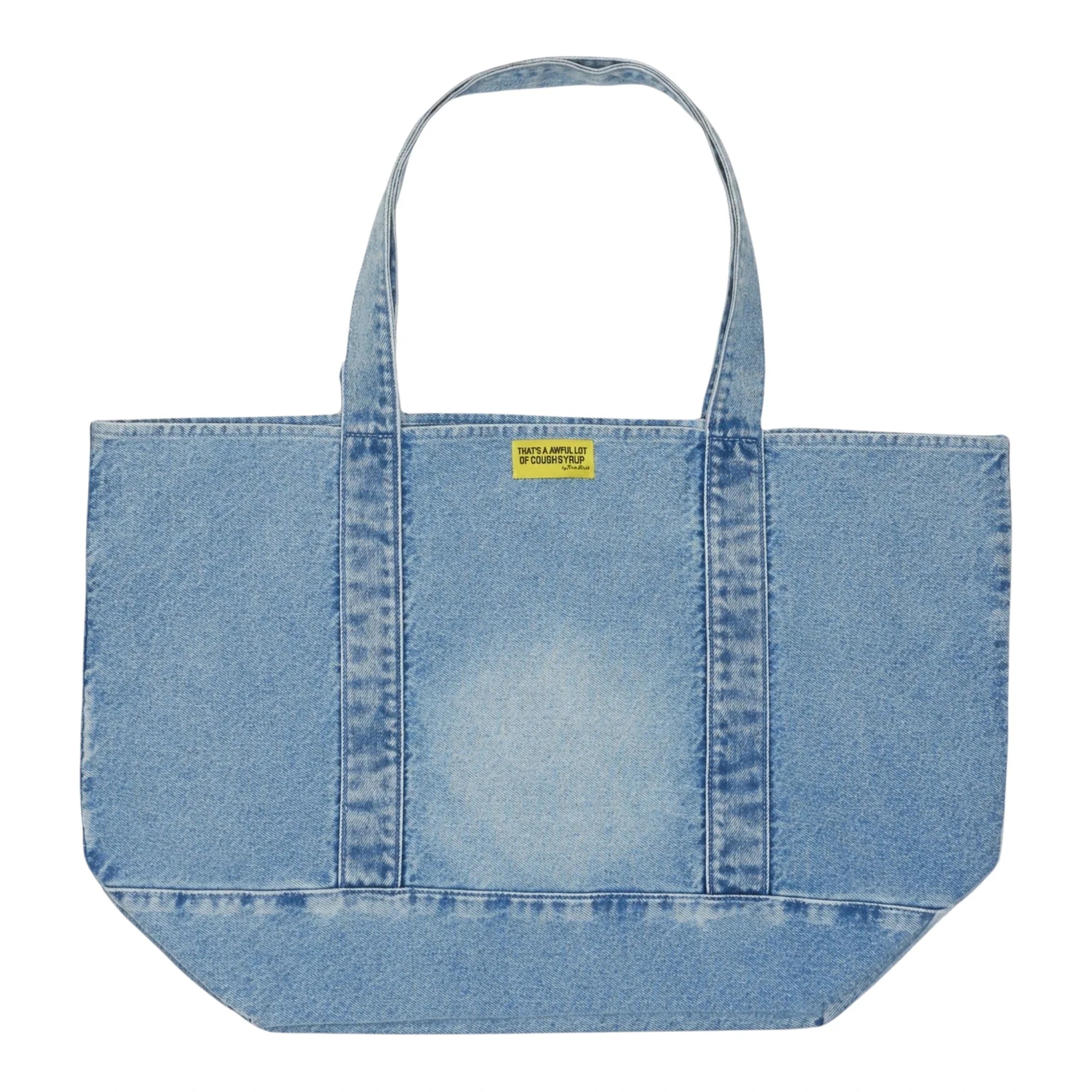 Patchwork Denim Tote — blue, back