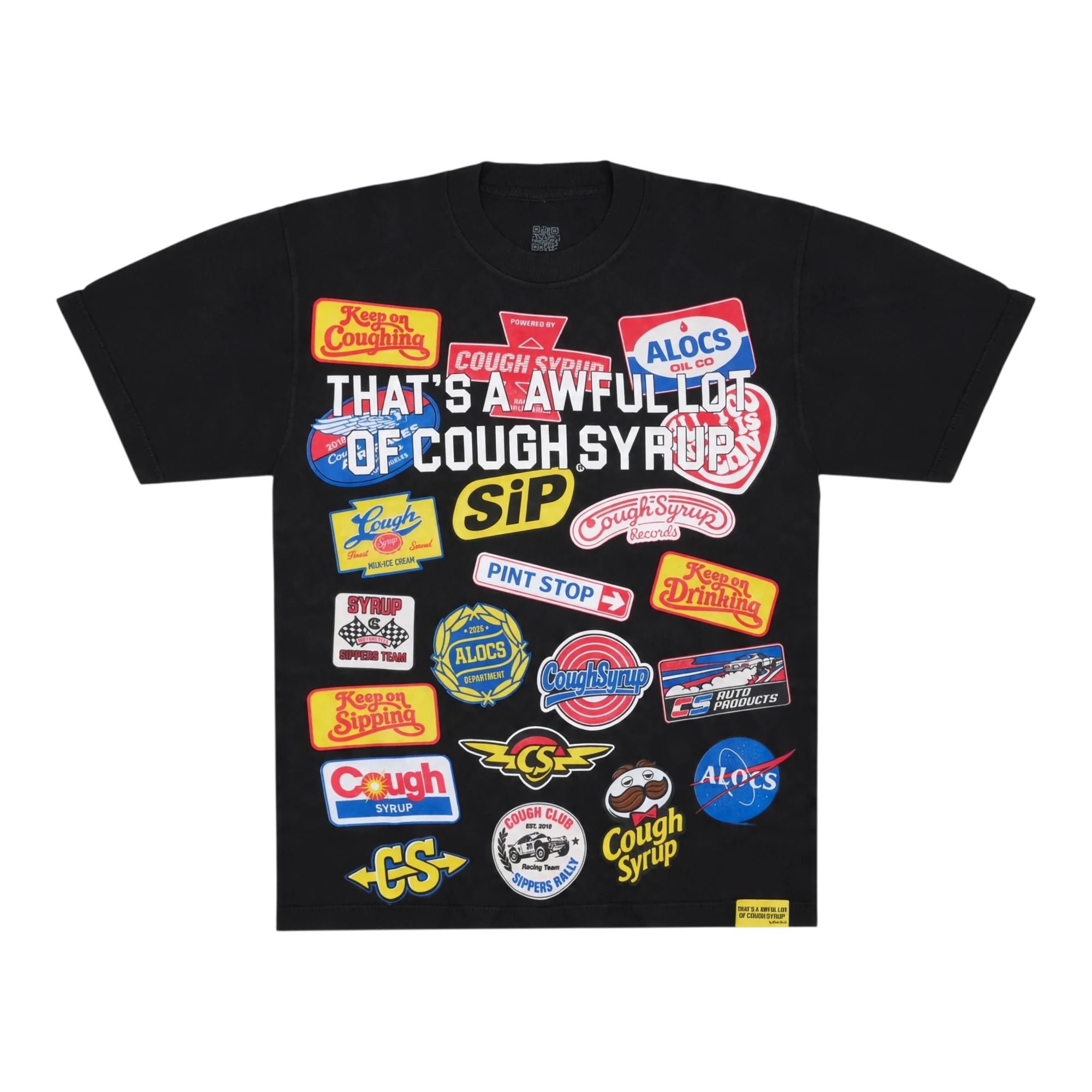 ALOCS Multi-Logo T-Shirt — black, front