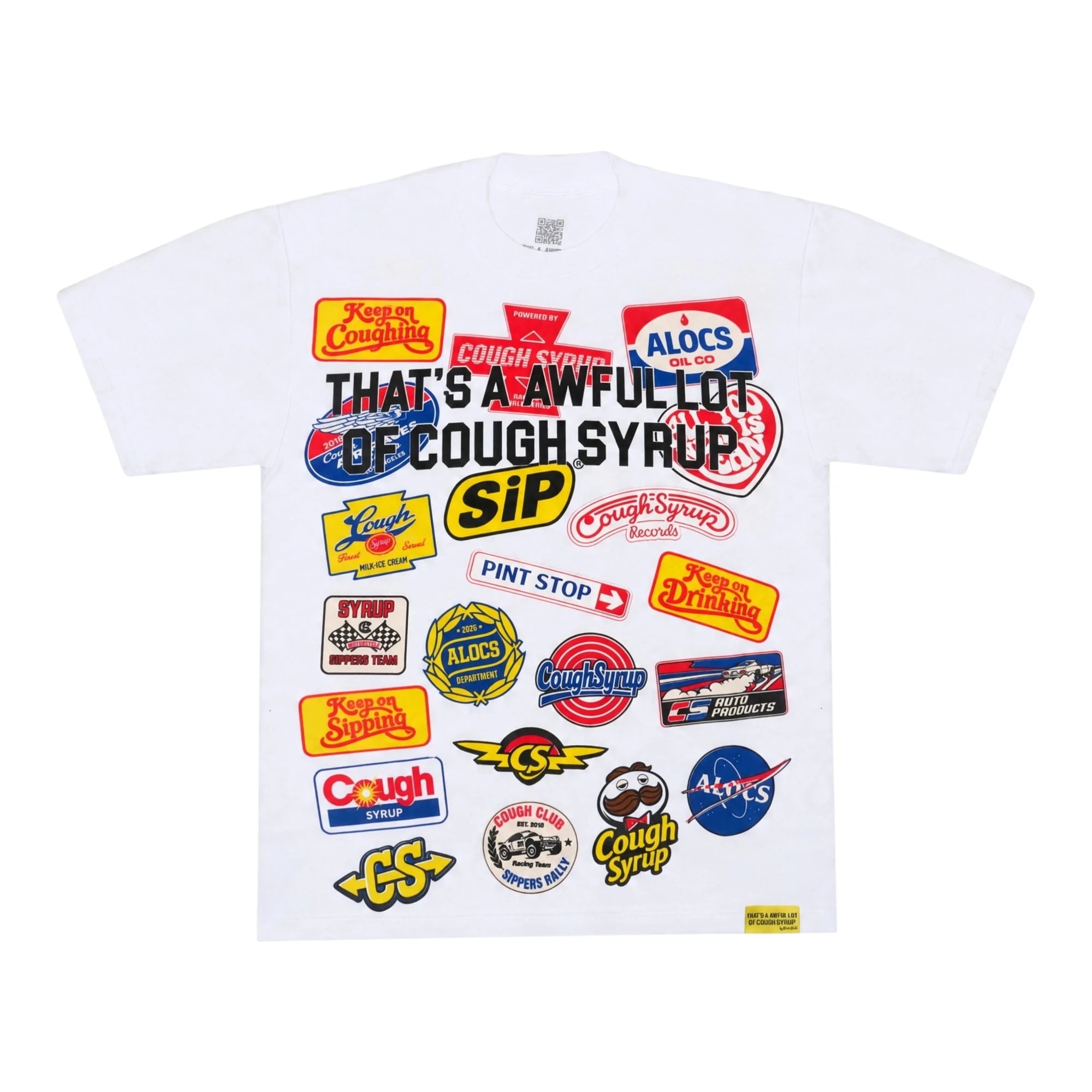 ALOCS Multi-Logo T-Shirt — white, front