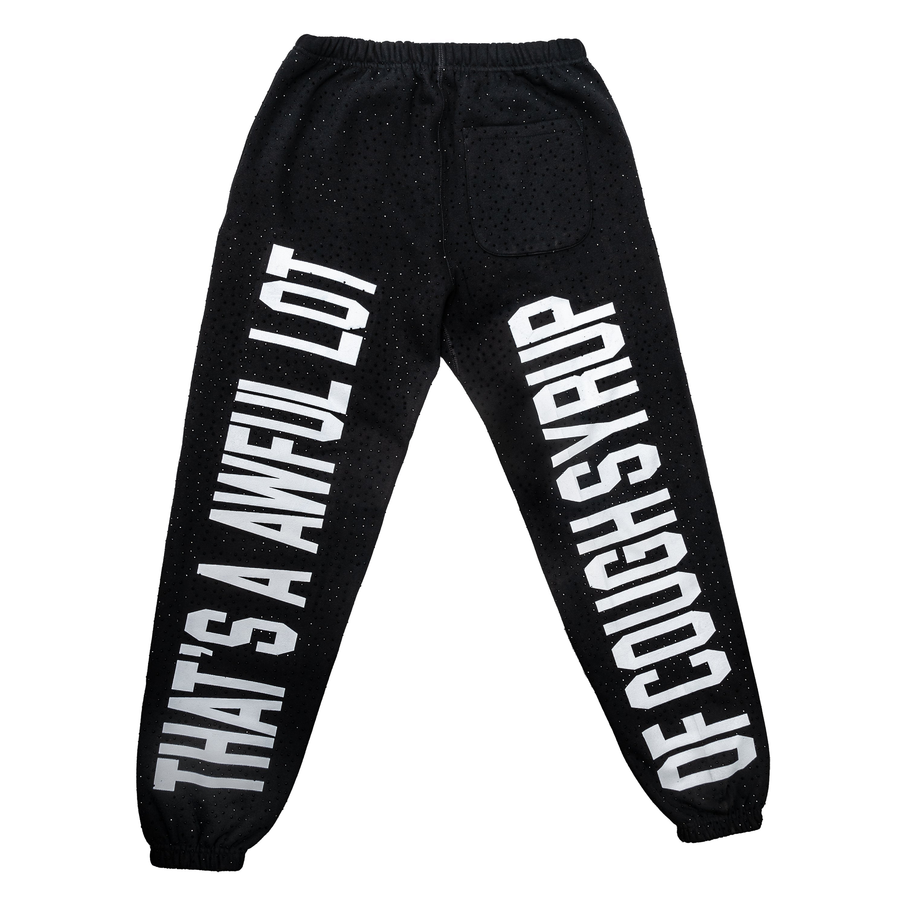 Black Rhinestone Sweatpants By Desto Dubb