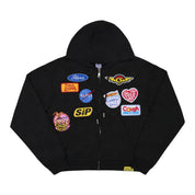 Patchwork Zip-Up Hoodie
