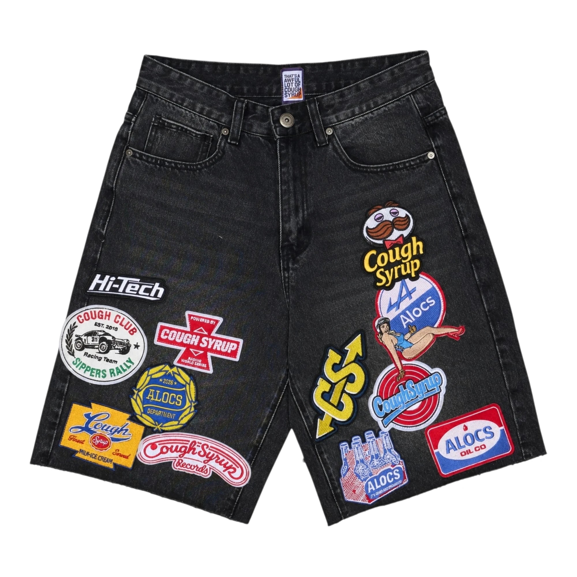 Patchwork Black Denim Shorts By Desto Dubb