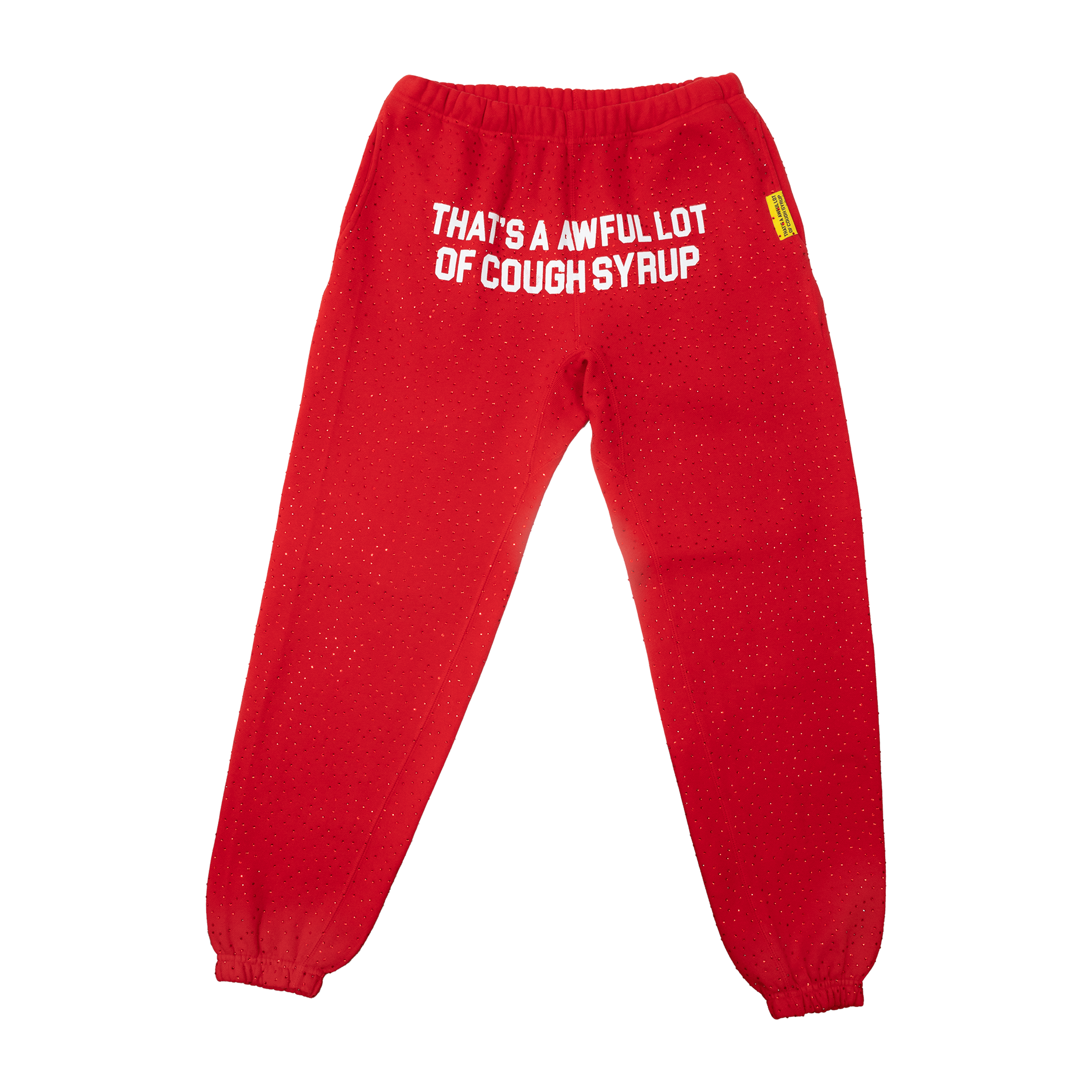 Red Rhinestone Sweatpants By Desto Dubb